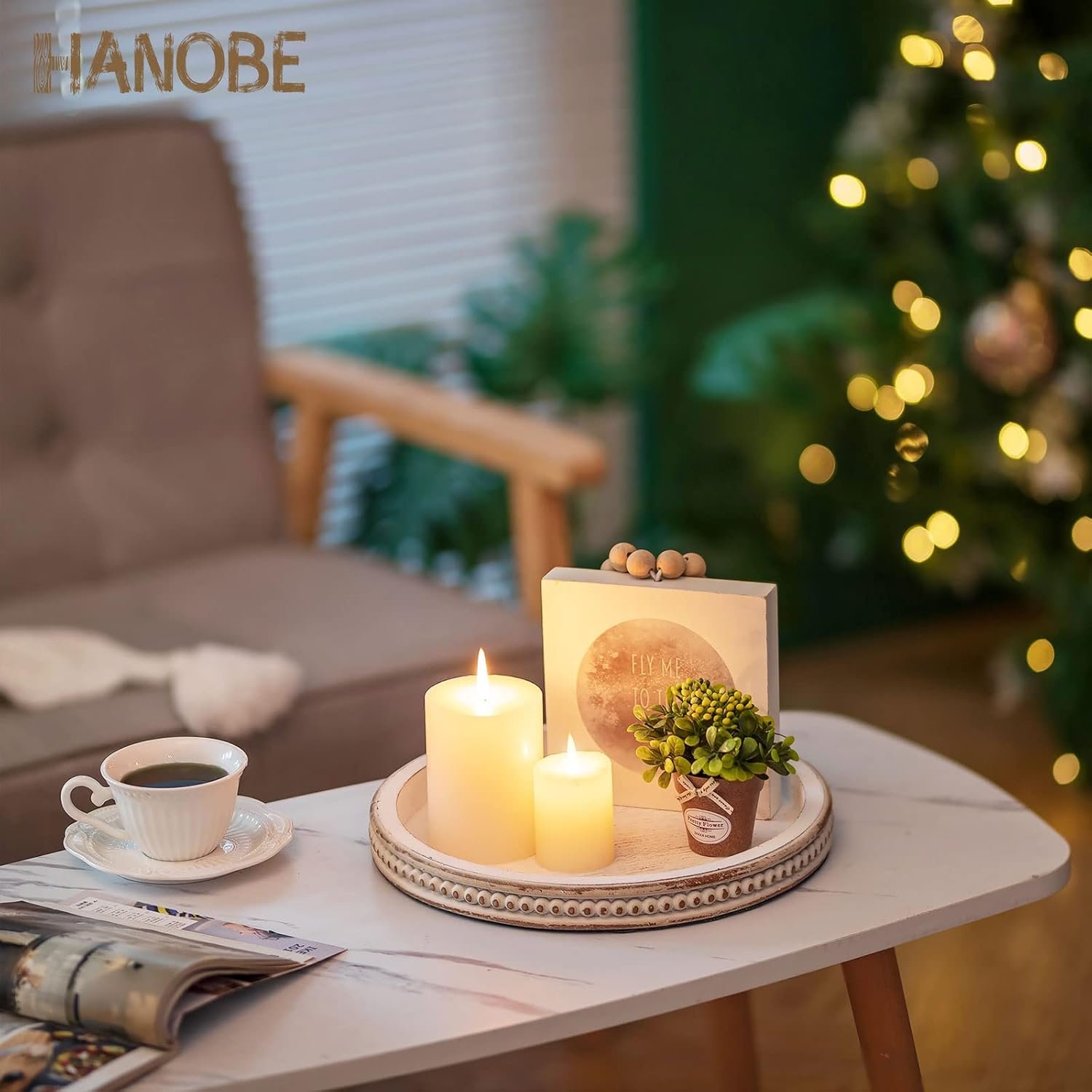 Hanobe Decorative Serving Tray Wood