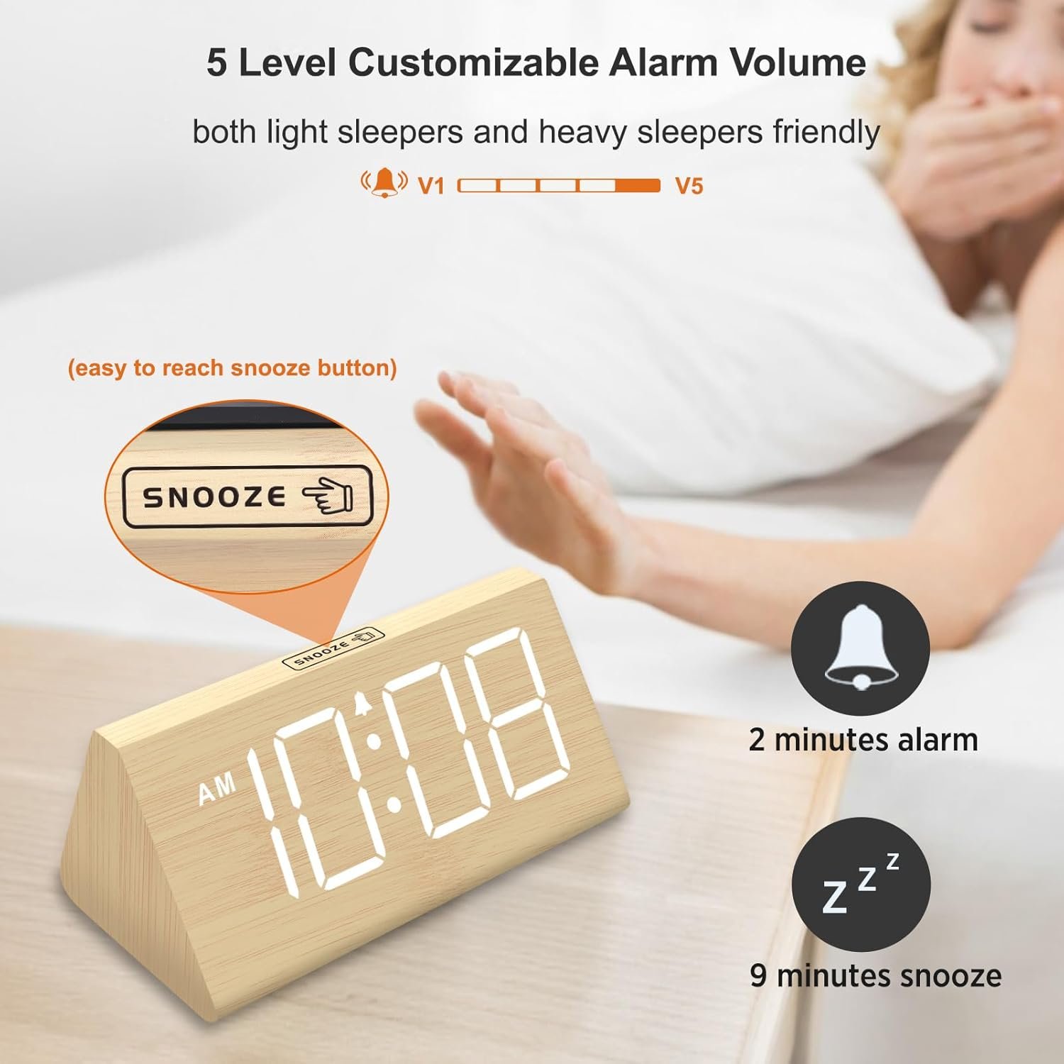 DreamSky Wooden Digital Alarm Clocks