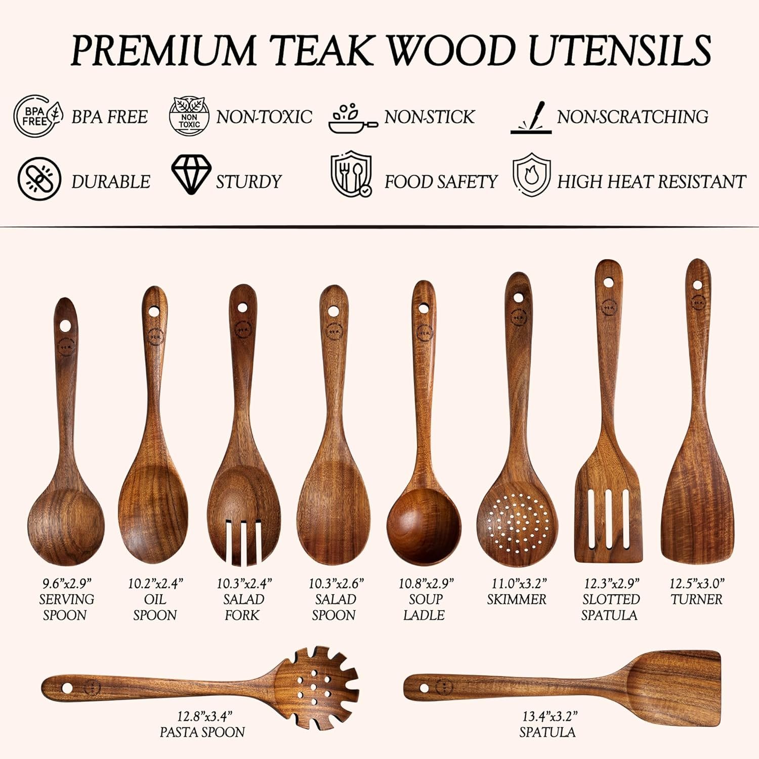 Teak Wooden Cookware Utensil Set