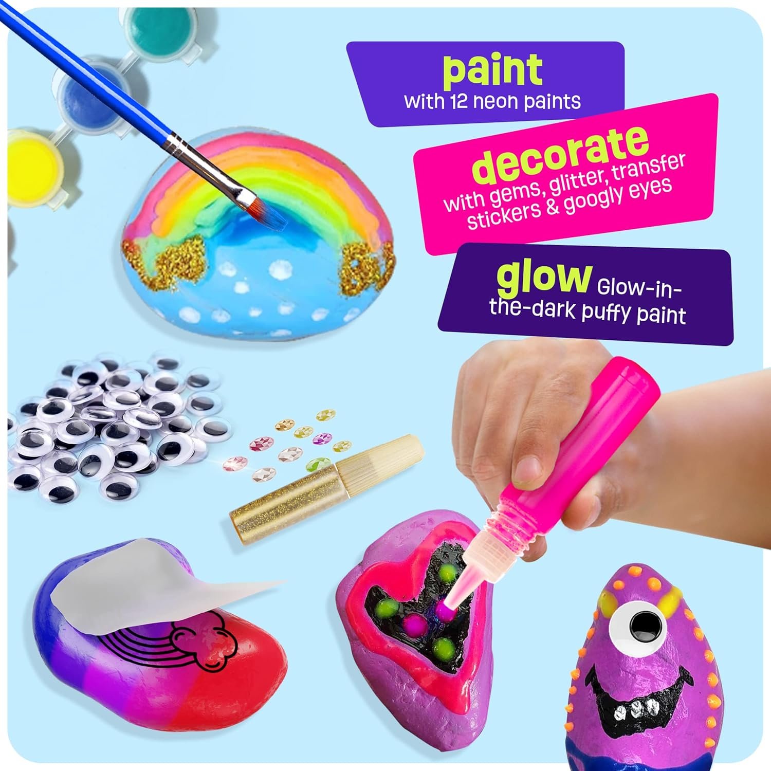 Kids Rock Painting Kit Glow in The Dark