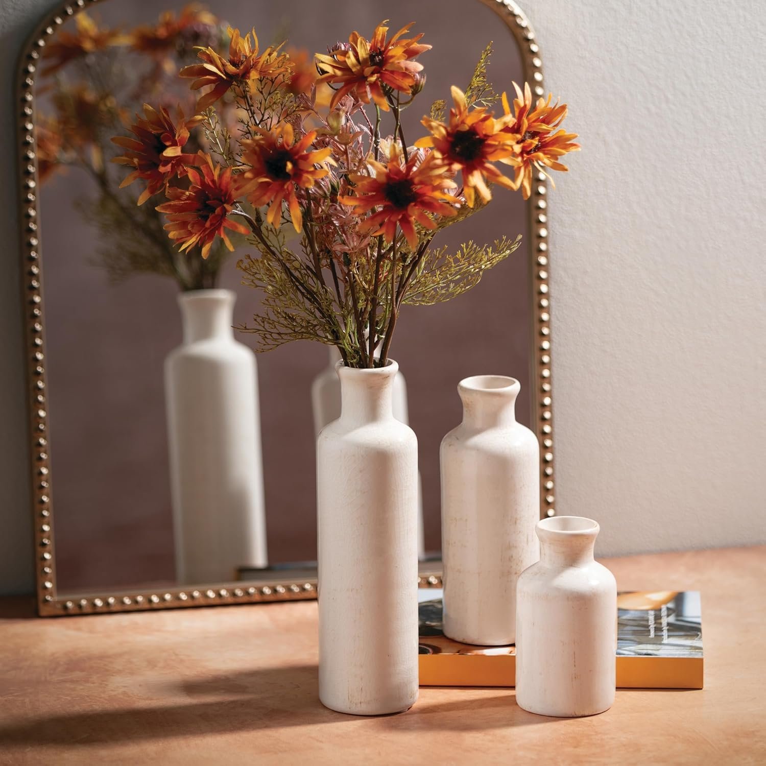 Sullivans White Ceramic Vase Set