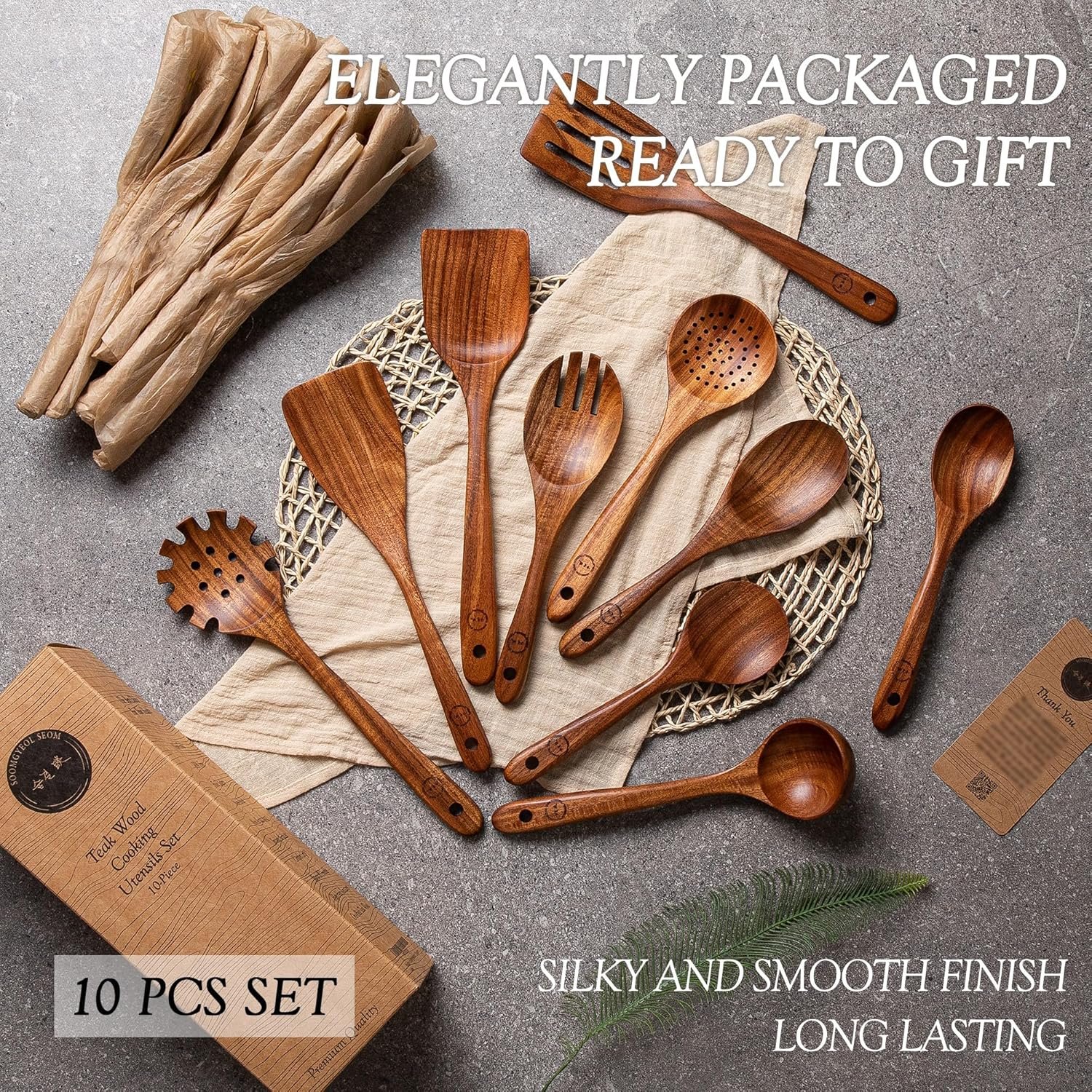 Teak Wooden Cookware Utensil Set